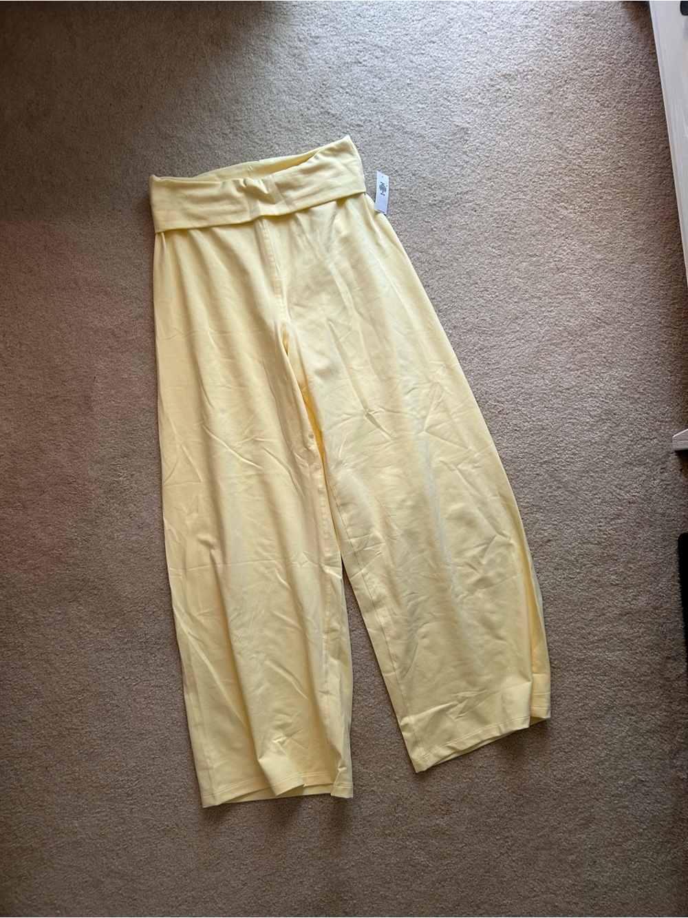Old Navy Pale Yellow Wide-Leg Active Pants